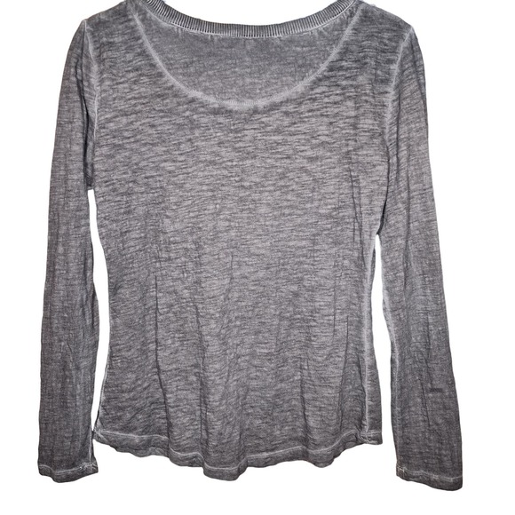 Free people Tiger eyes sequined Henley top S gray brown bling sparkle Gypsy top - Picture 3 of 6